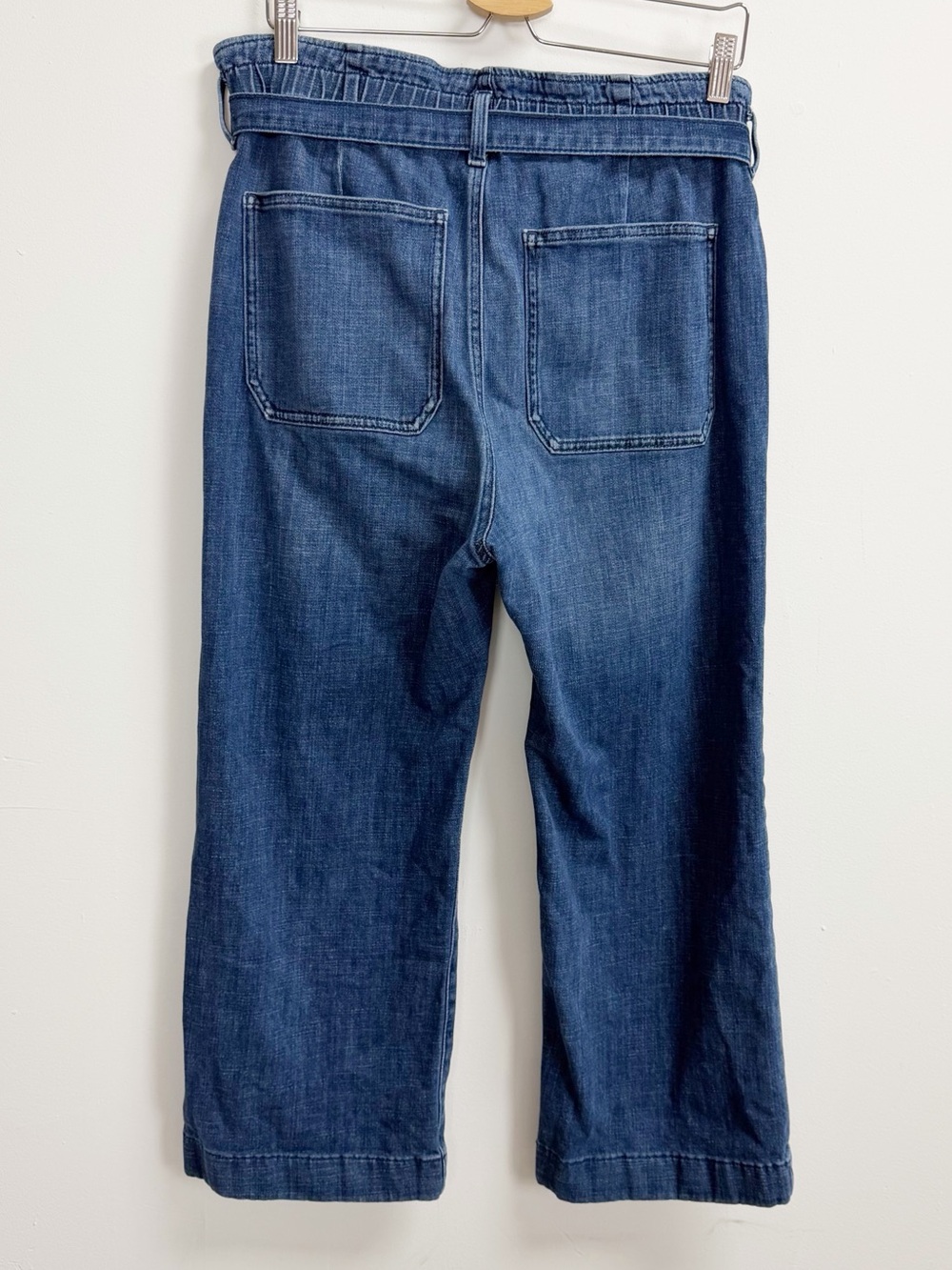 J Crew Jeans Womens 31 Blue Paper Bag Belt Tie Cropped Denim BX563 Cotton Blend - Picture 2 of 12